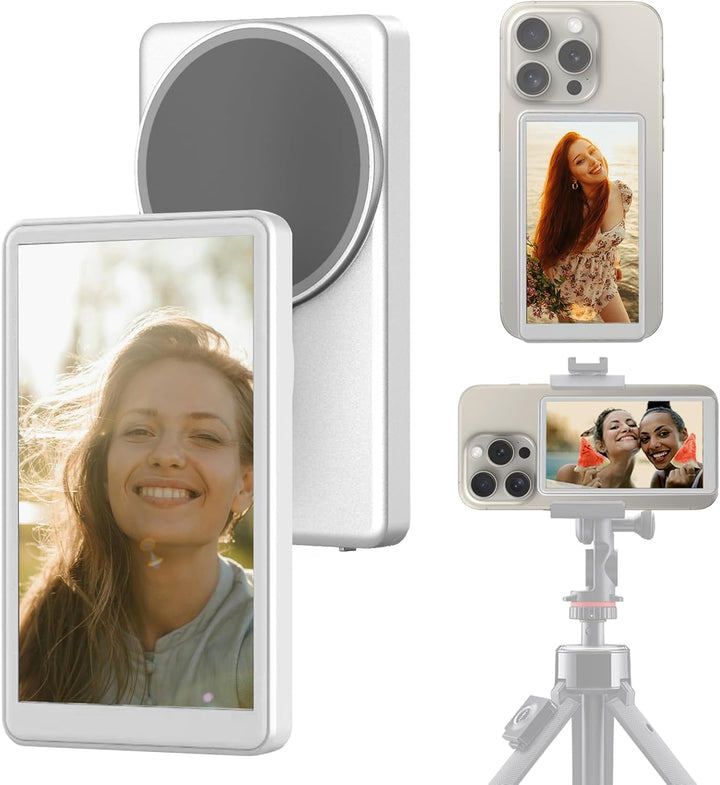 MOJOGEAR VS2 Selfie-Vlog-Monitor Kompatibel mit iPhone und Android - Weiss - Kabelloser Externer 4,0