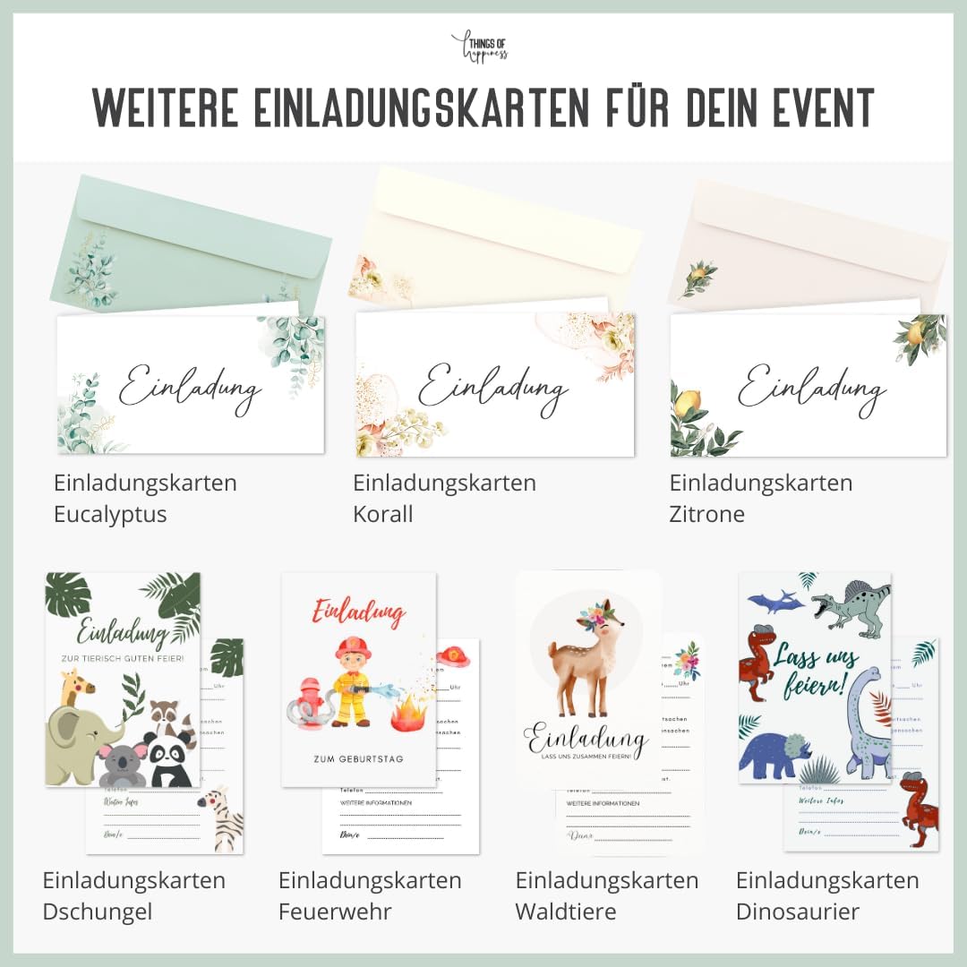 30 Einladungskarten inkl. Umschläge für Hochzeit, Standesamt, Geburtstag, Konfirmation, Kommunion, J