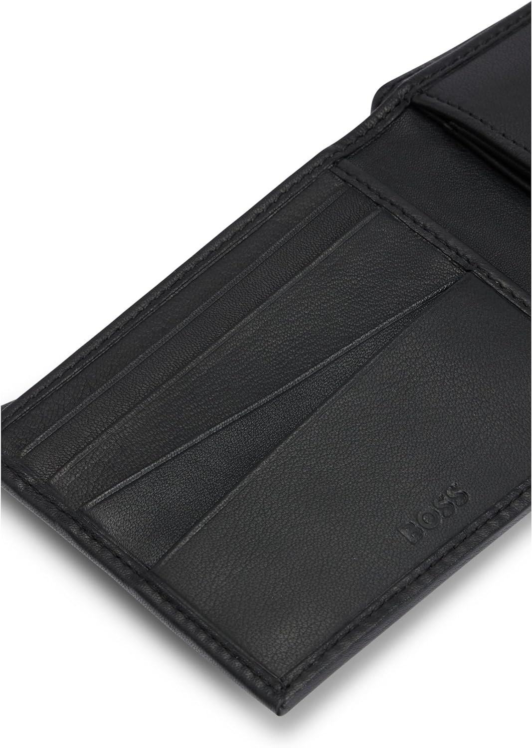 BOSS Herren Bradley 4CC Geldbörse aus Leder mit Monogramm-Detail und Münzfach Schwarz Stck