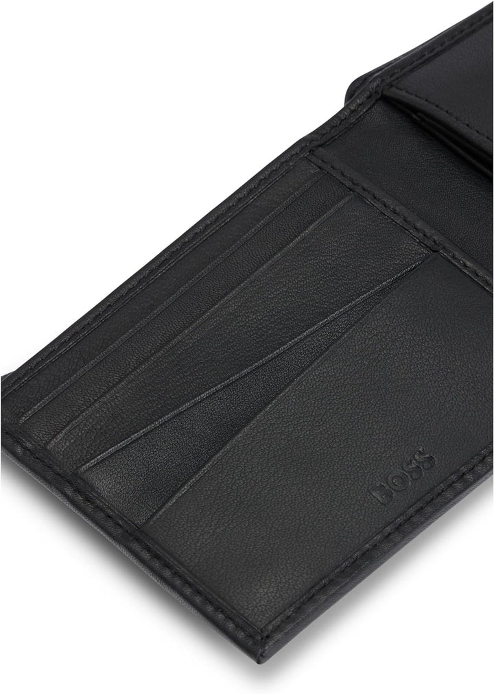 BOSS Herren Bradley 4CC Geldbörse aus Leder mit Monogramm-Detail und Münzfach Schwarz Stck