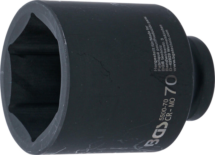 BGS 5500-70 | Kraft-Steckschlüssel-Einsatz Sechskant, tief | 25 mm (1") | SW 70 mm Schlüsselweite: 7