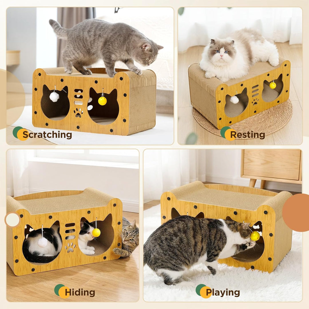 Gimars 51.5cm Kratzbrett Katzenhaus aus Pappe für Katzen, für Wohnungskatzen zum Kratzen und als Möb