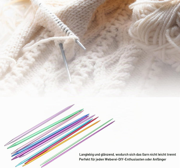 01 02 015, 55 Stück Farbiges, Gerades, Doppelspitziges Metall-Stricknadel-Set in Verschiedenen Gröss