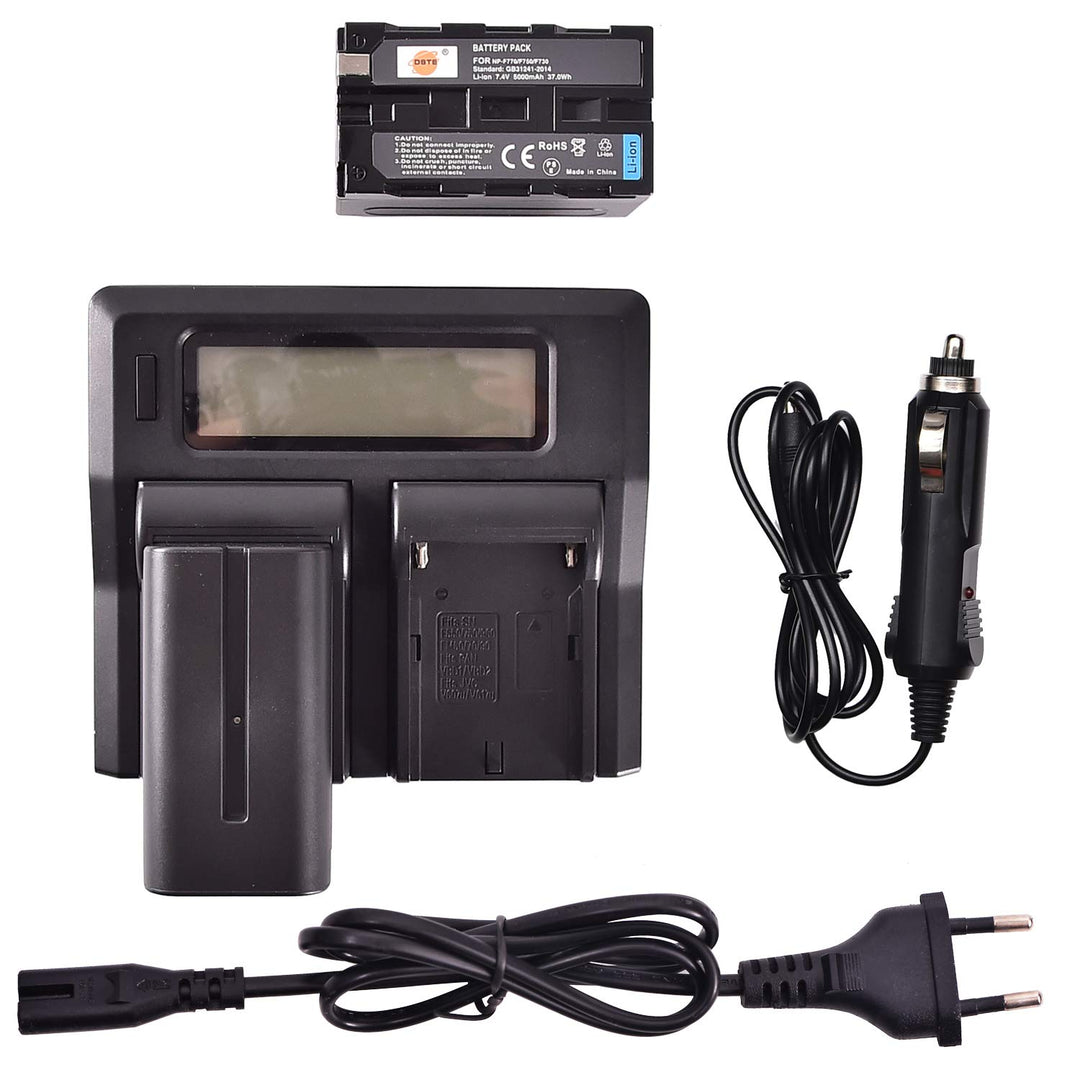DSTE® 2 Pack Ersatz Batterie NP-F770 + LCD Dual Ladegerät Compatible für Sony NP-F750,CCD-SC5,DCR-TR