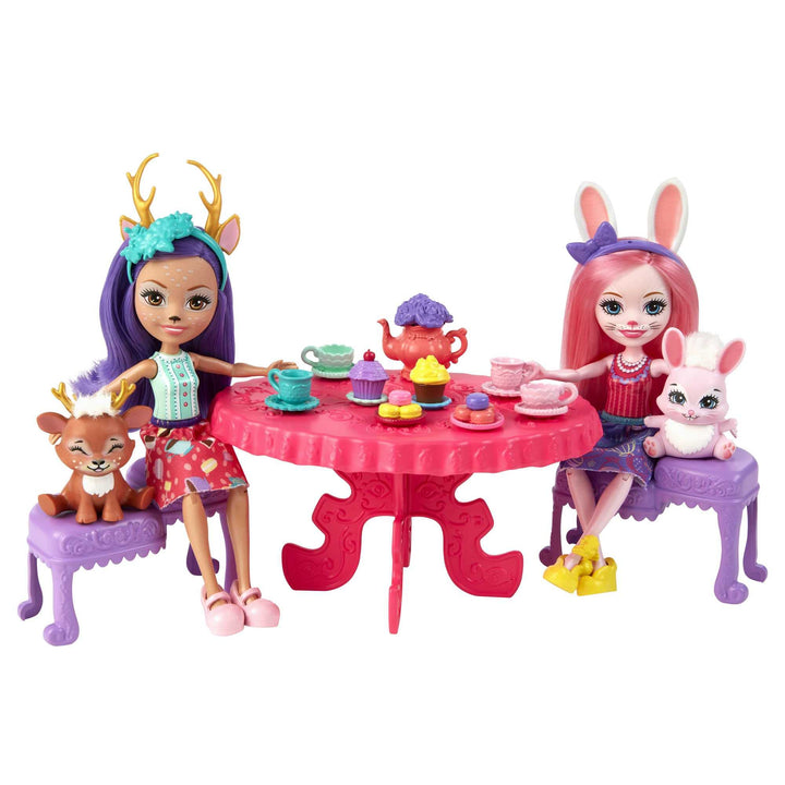 Enchantimals HFF35 - Tee-Party Spielset, über 15 Teile, Spielset mit der Rehpuppe Danessa Deer und d