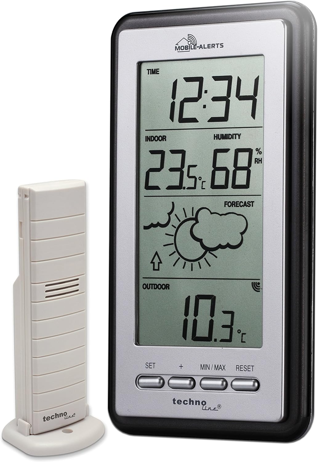 Technoline Smart Home Wetterstatation, Mobile Alerts, silber/grau, 8.2x2.3x15 cm, MA10430 MA10430 Mo