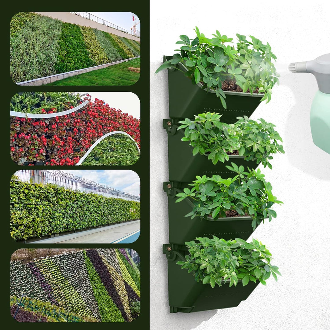 CEIEVER Hängende vertikale Wand Pflanze, Vertikaler Garten Pflanzenwand mit 4 Taschen Wandmontierter