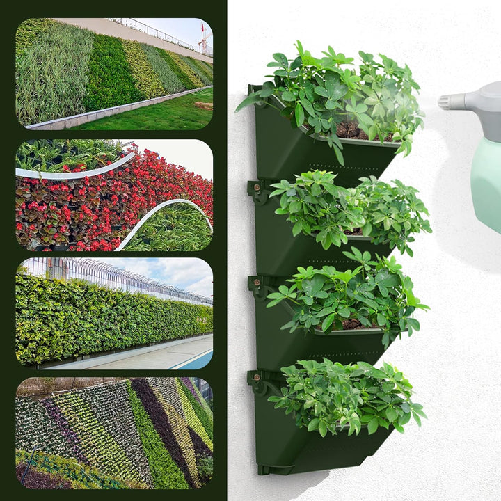 CEIEVER Hängende vertikale Wand Pflanze, Vertikaler Garten Pflanzenwand mit 4 Taschen Wandmontierter