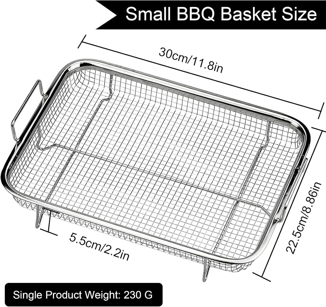Backofen Gitter,Grillkorb, Knusperkorb, Mesh-Grillkorb, Edelstahl-Grillkorb mit Griff, grillkorb pom