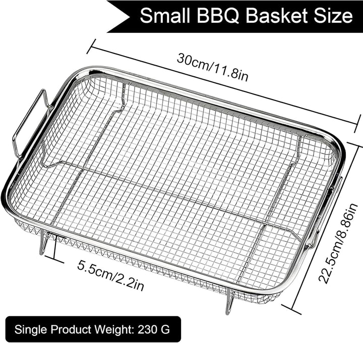 Backofen Gitter,Grillkorb, Knusperkorb, Mesh-Grillkorb, Edelstahl-Grillkorb mit Griff, grillkorb pom