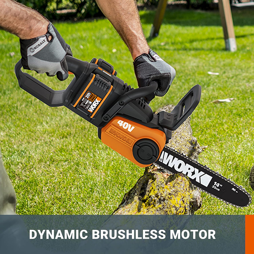 WORX WG384E.9 Akku-Kettensäge 40V Max - Profi Motorsäge mit bürstenlosem Motor - Baumpflege ohne Kab