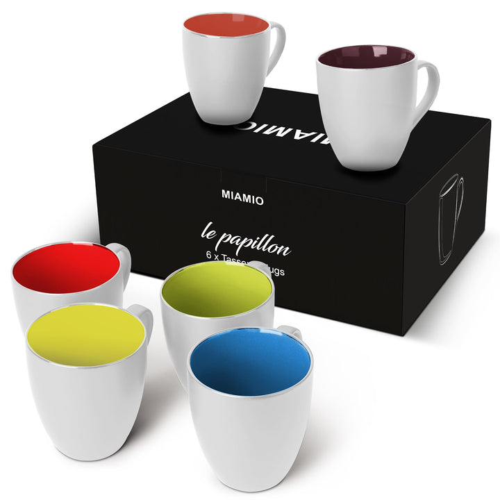 MIAMIO - 6 x 350 ml Kaffeetassen/Kaffeebecher Set - Tassen Set 6er Modern - Le Papillon Kollektion (