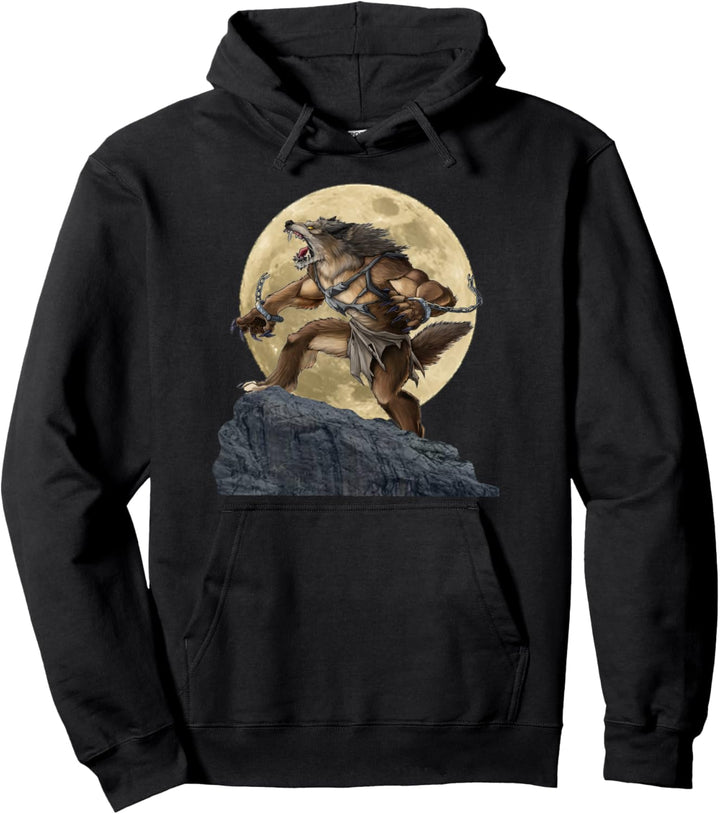 Werewolf Howling Full Moon Scary Wolf Halloween Monster Pullover Hoodie