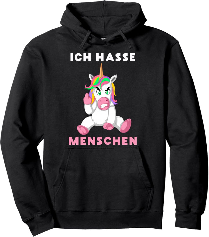 Ich hasse Menschen Einhorn Geschenk Pullover Hoodie