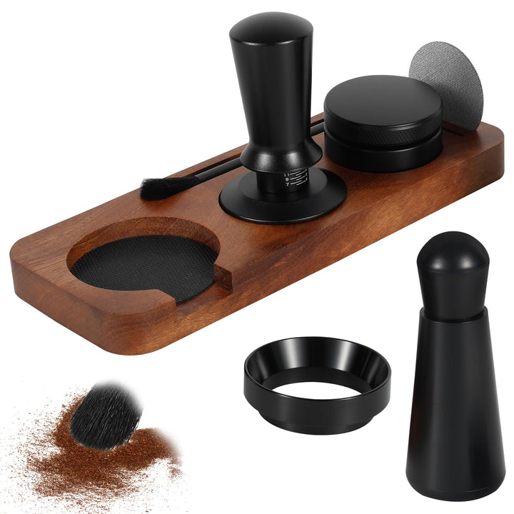 Espresso Tamper Set 51mm mit Espresso Nadel, Kaffee Tamper mit Distributor Tampermatte, Dosierring 5
