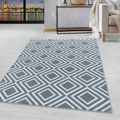 HomebyHome Teppich Wohnzimmer 200x290 cm Grau Skandinavisch Design - Schlafzimmer Teppich Kurzflor E