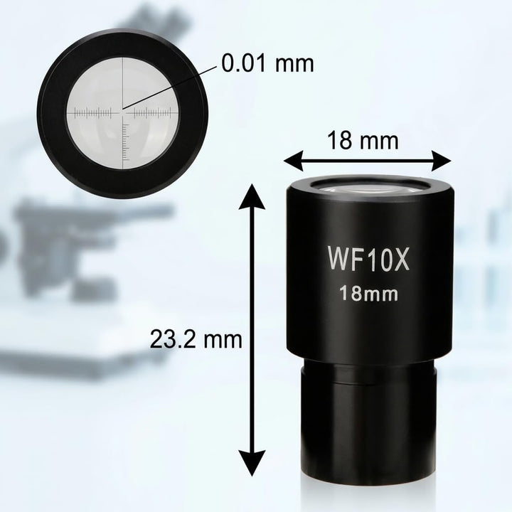 Okular, WF10X 18 Mm Weitwinkel-Okular, Optische Linsen mit Skala für Labor-Mikroskop-Installationsgr