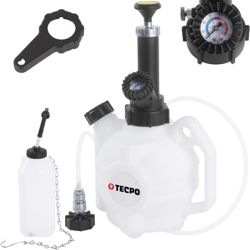 TECPO 300120 Bremsen Entlüftungsgerät 4 Liter + 1 Liter Auffangflasche Bremsenentlüfter Set Bremsflü