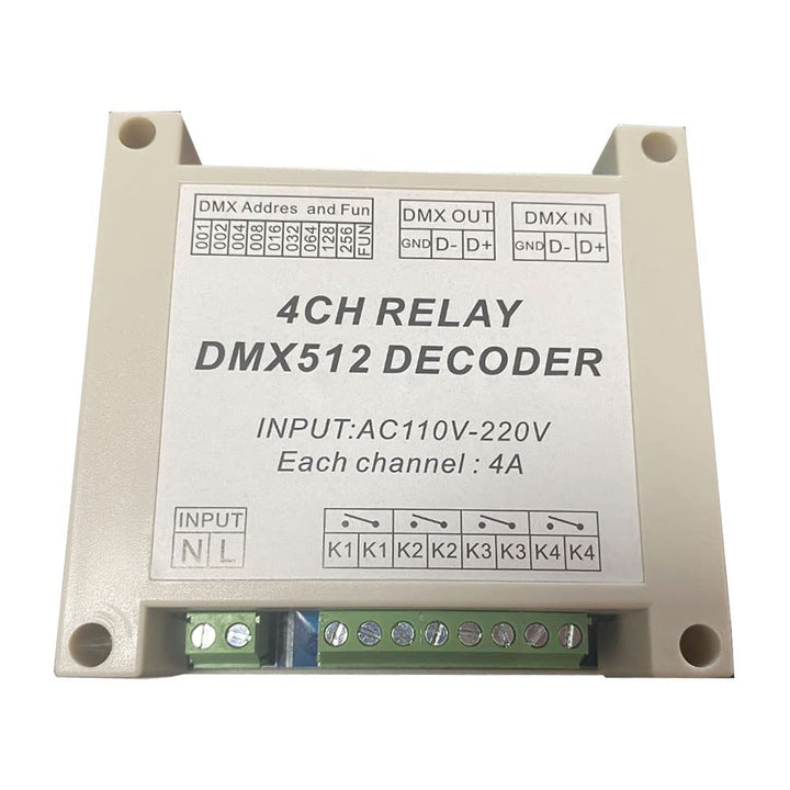 4CH DMX Relay Switch DMX512 Controlled Relay Switch High Voltage Input Relay Switch AC110-220V 4ch-r