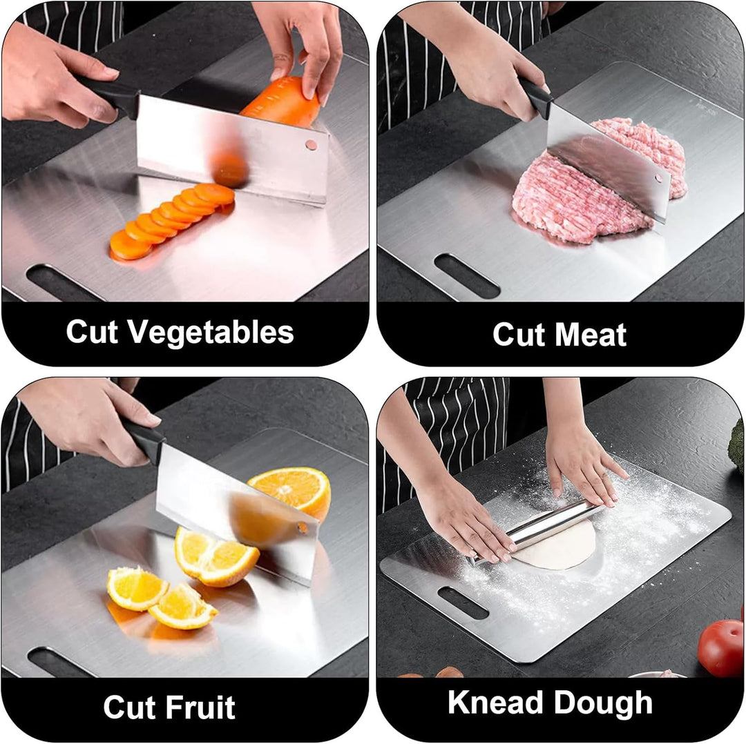 Titan Schneidebrett, 2 Pcs Schneidebrett Edelstahl, Titan Chopping Board, Schneidebrett Metall, Dopp