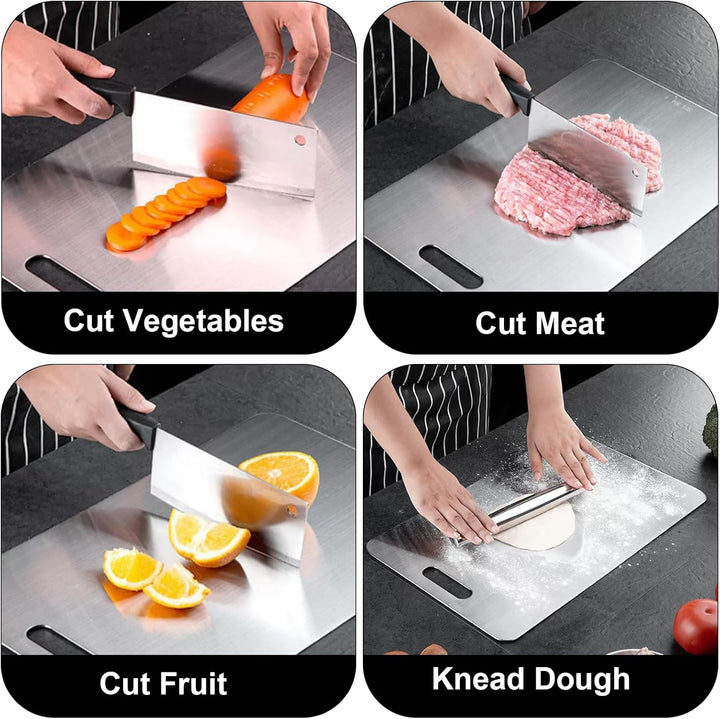 Titan Schneidebrett, 2 Pcs Schneidebrett Edelstahl, Titan Chopping Board, Schneidebrett Metall, Dopp