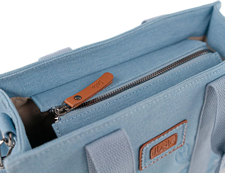 Grosse Damen Handtasche Shopper - Elegante Henkeltasche mit viel Stauraum, S Blau, Blau