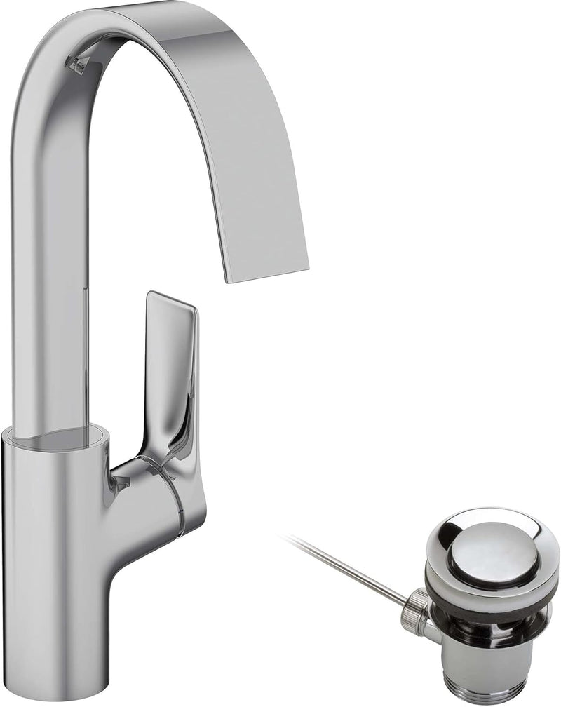 hansgrohe Waschtischarmatur Vivenis, Wasserhahn Bad mit Auslauf Höhe 210 mm, mit Zugstange, Badarmat