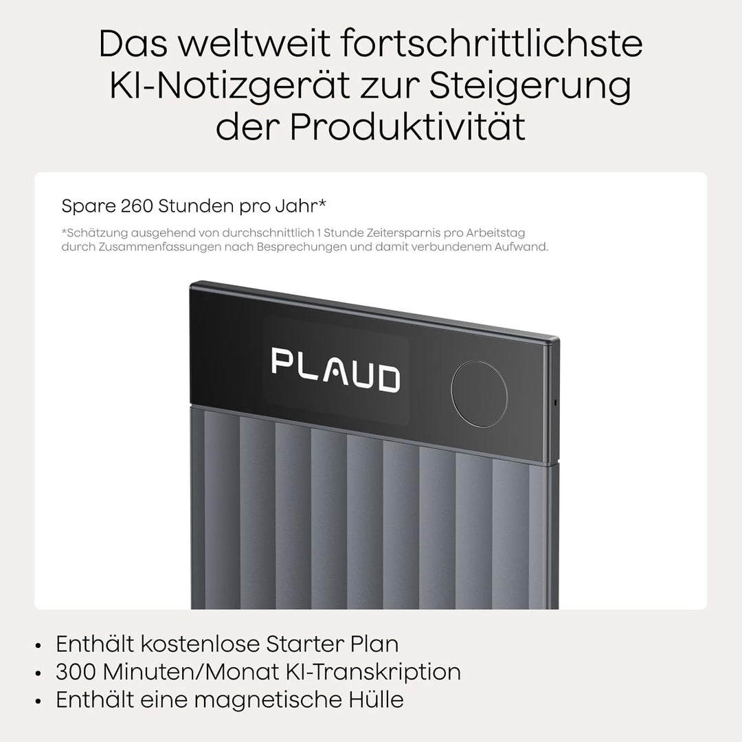 Plaud Note Pro KI Digitales Diktiergerät Aufnahmegerät mit KI Schreibfunktion und Zusammenfassen Voi