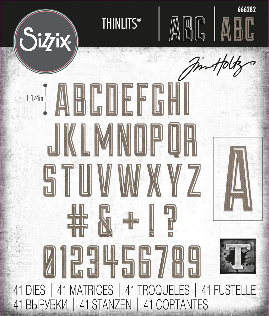 Thinlits Stanzformset, alphanumerisches Emporium, 41 Stück, von Tim Holtz, Emporium