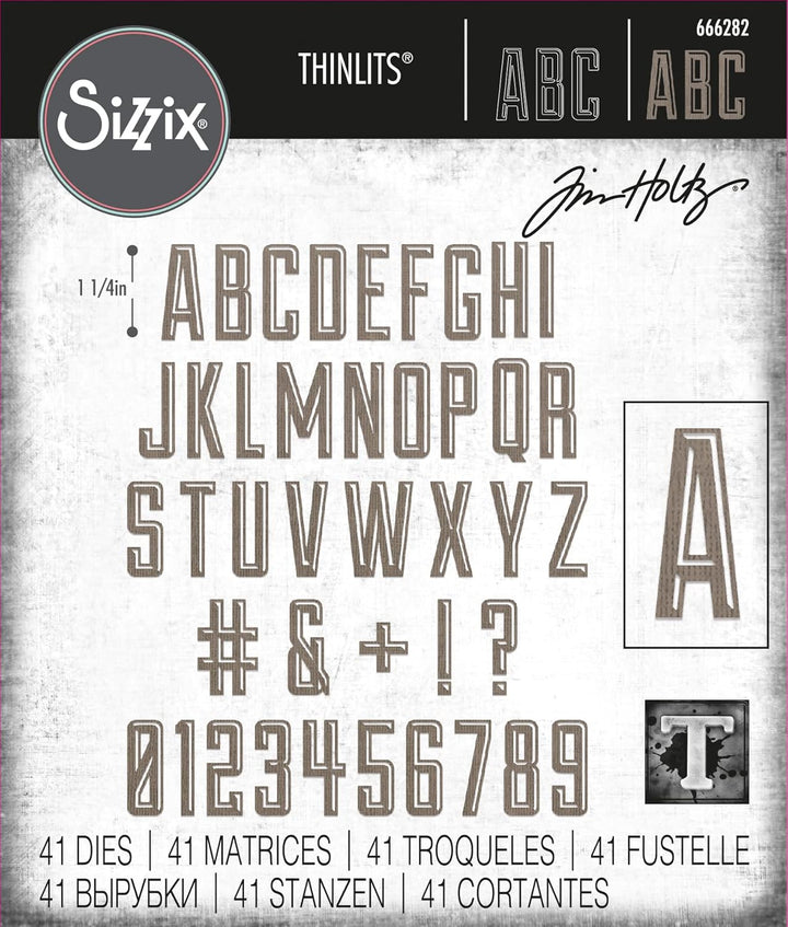 Thinlits Stanzformset, alphanumerisches Emporium, 41 Stück, von Tim Holtz, Emporium
