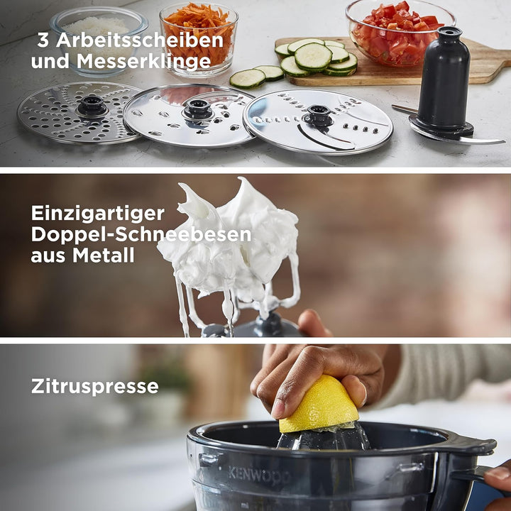 Kenwood Multipro Compact FDM301SS Kompakt-Küchenmaschine, 2,1 Liter, inkl. Edelstahl Messer, 3 Arbei