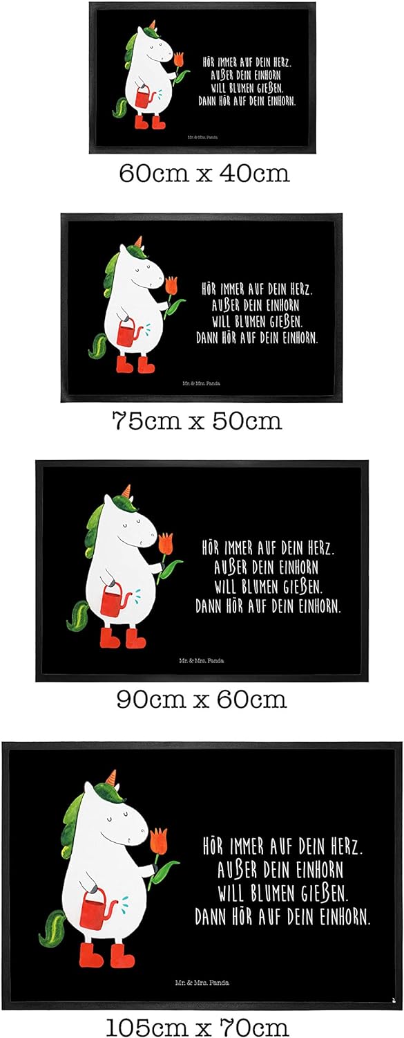 Mr. & Mrs. Panda 50 x 75 cm Fussmatte Einhorn Gärtner - Geschenk, Unicorn, Schmutzfänger, Luftballon