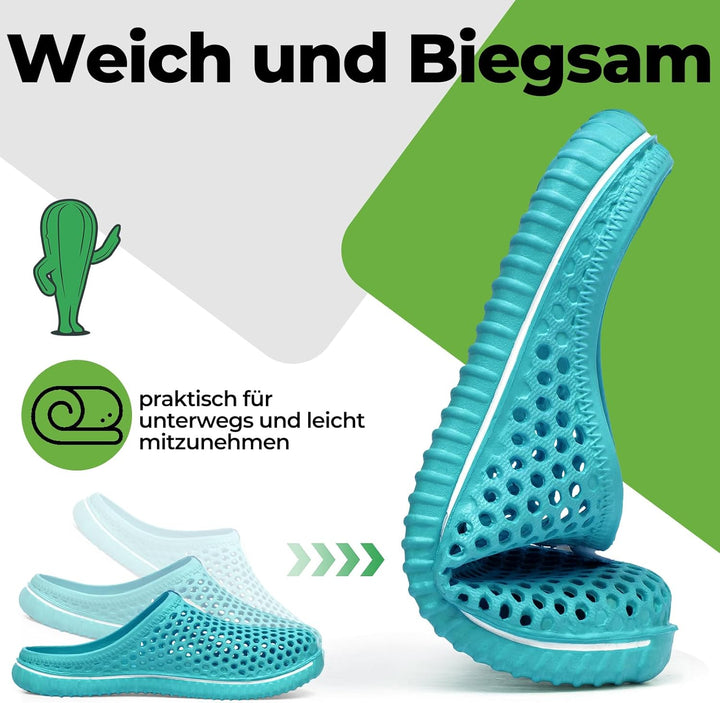 SAGUARO Clogs Pantoletten für Damen Sommer Hausschuhe Herren Aero I, Blau