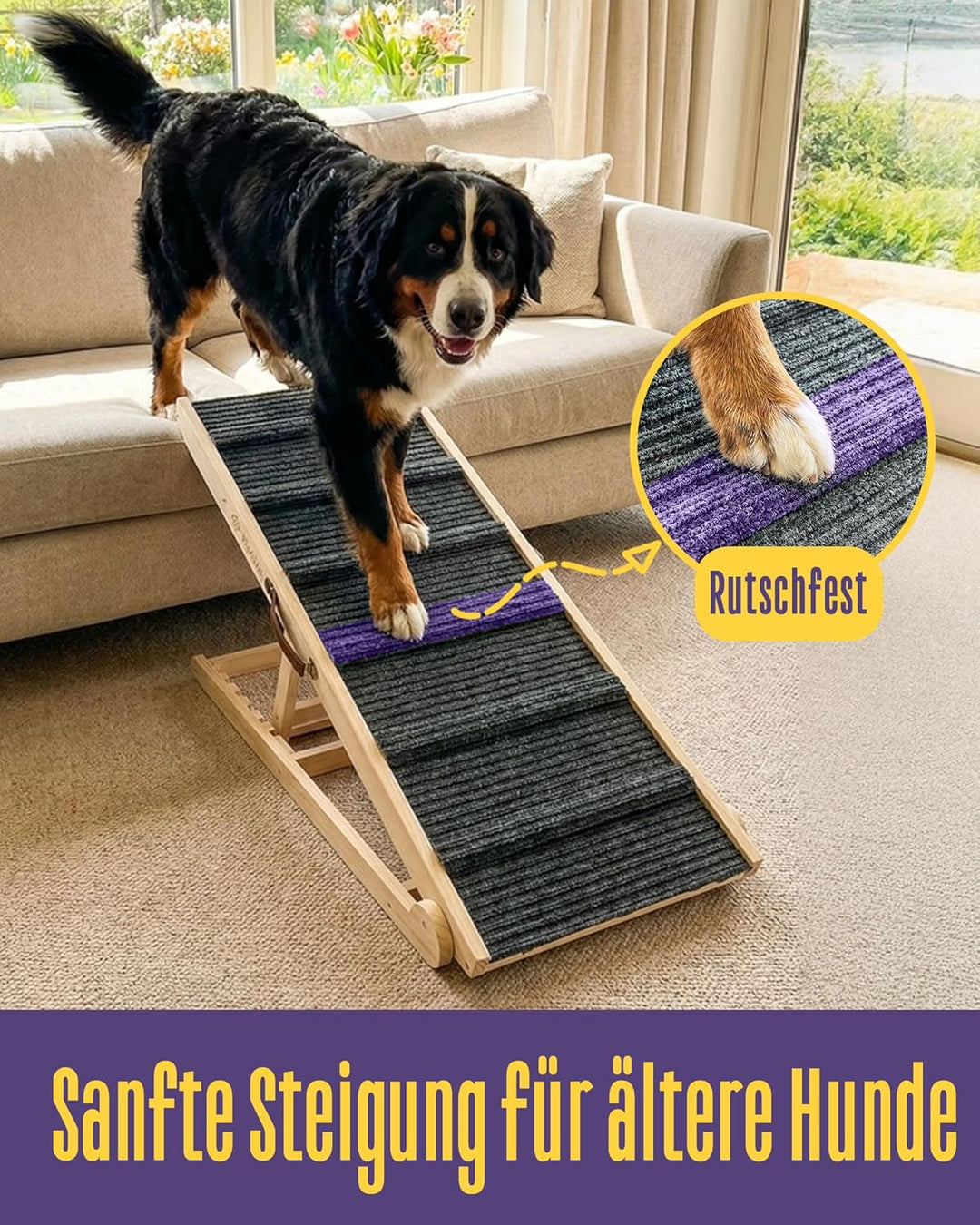 Hunderampe für Sofa Bett Klappbar Rampe für grosse Hunde Katzen Einstellbar 34-60 cm, bis zu 90 kg I