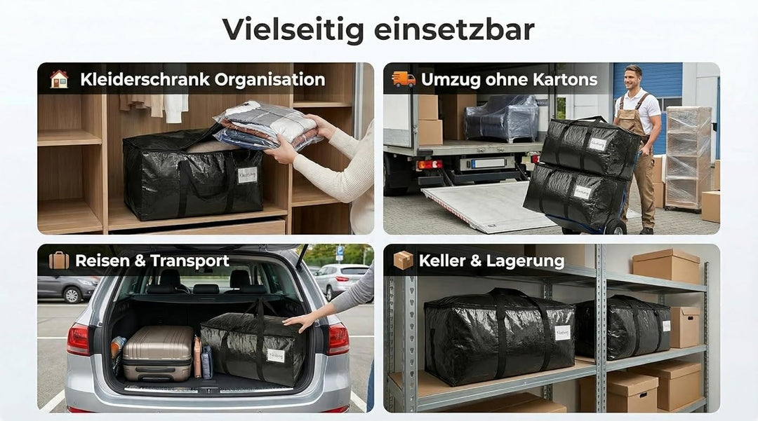 6 Stück 91L Grosse Aufbewahrungstaschen, Strapazierfähige Umzugstaschen, Wasserabweisender,Faltbarer