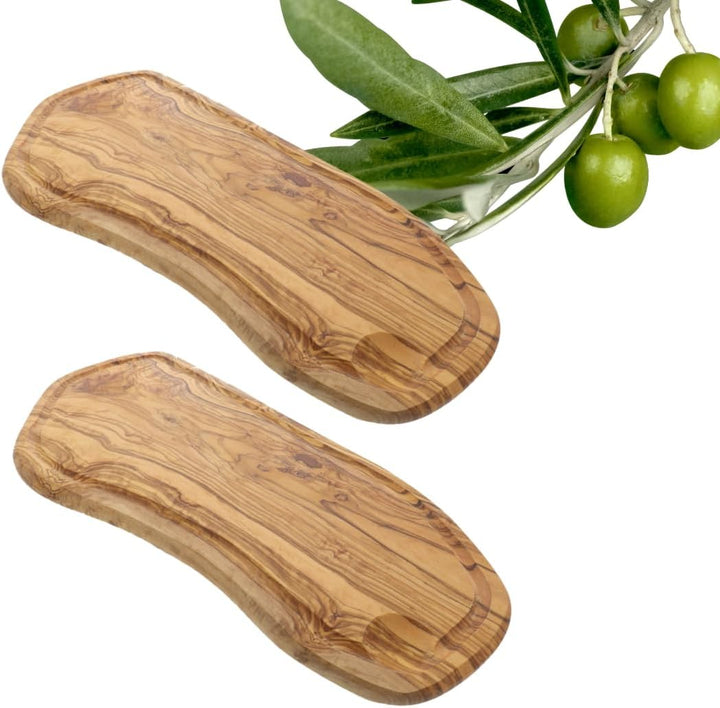 2x HOFMEISTER® Schneidebrett Saftrille Olivenholz - praktisches Set aus zwei Brettern aus Olive mit
