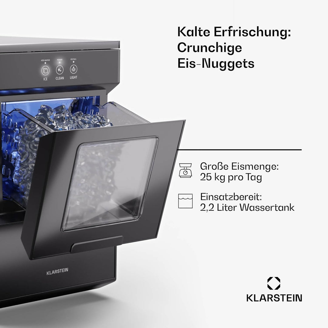Klarstein 2,2L Eisnugget-Maschine für Zuhause, Camping & Gastro, Schnelle Nuggeteis-Maschine Klein,