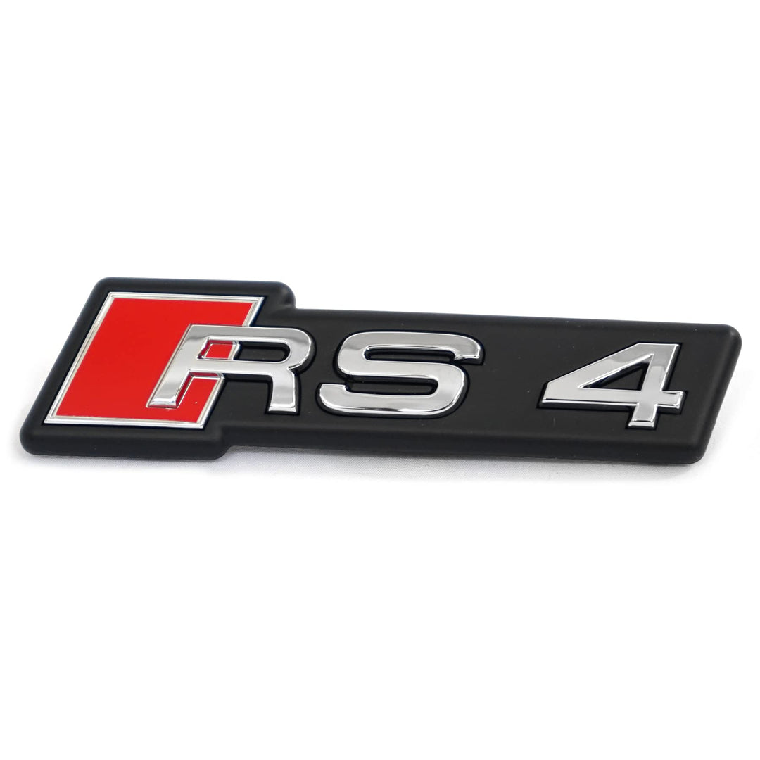 Audi 8W0853736H2ZZ Schriftzug RS4 Kühlergrill Clip Emblem Logo Plakette, Chrom/rot, für Facelift ab