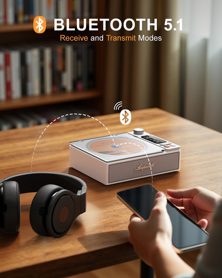 CD Player Tragbar, Leapwell Tragbarer CD Player mit Lautsprecher Bluetooth CD-Player mit Fernbedienu