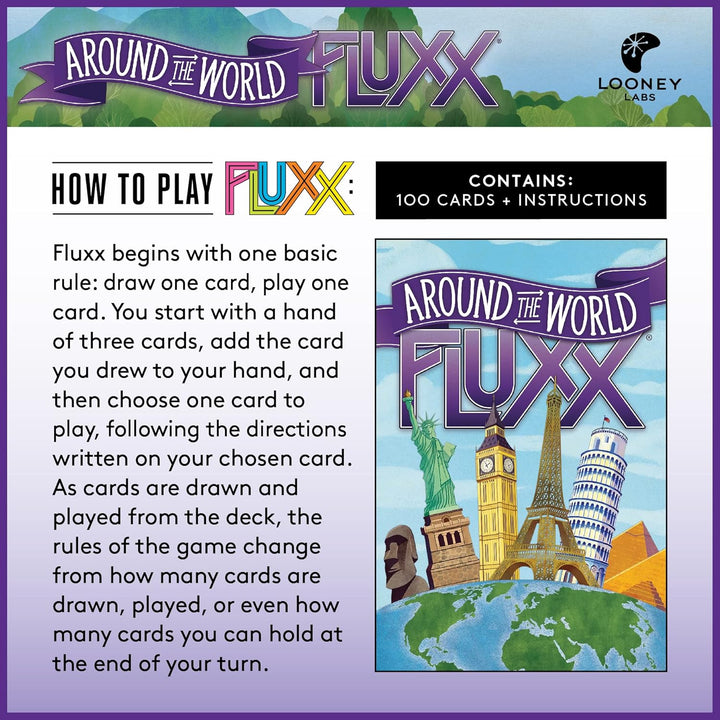 Looney Labs | Around The World Fluxx Card Game - Worldwide Adventure with Dynamic Gameplay | English