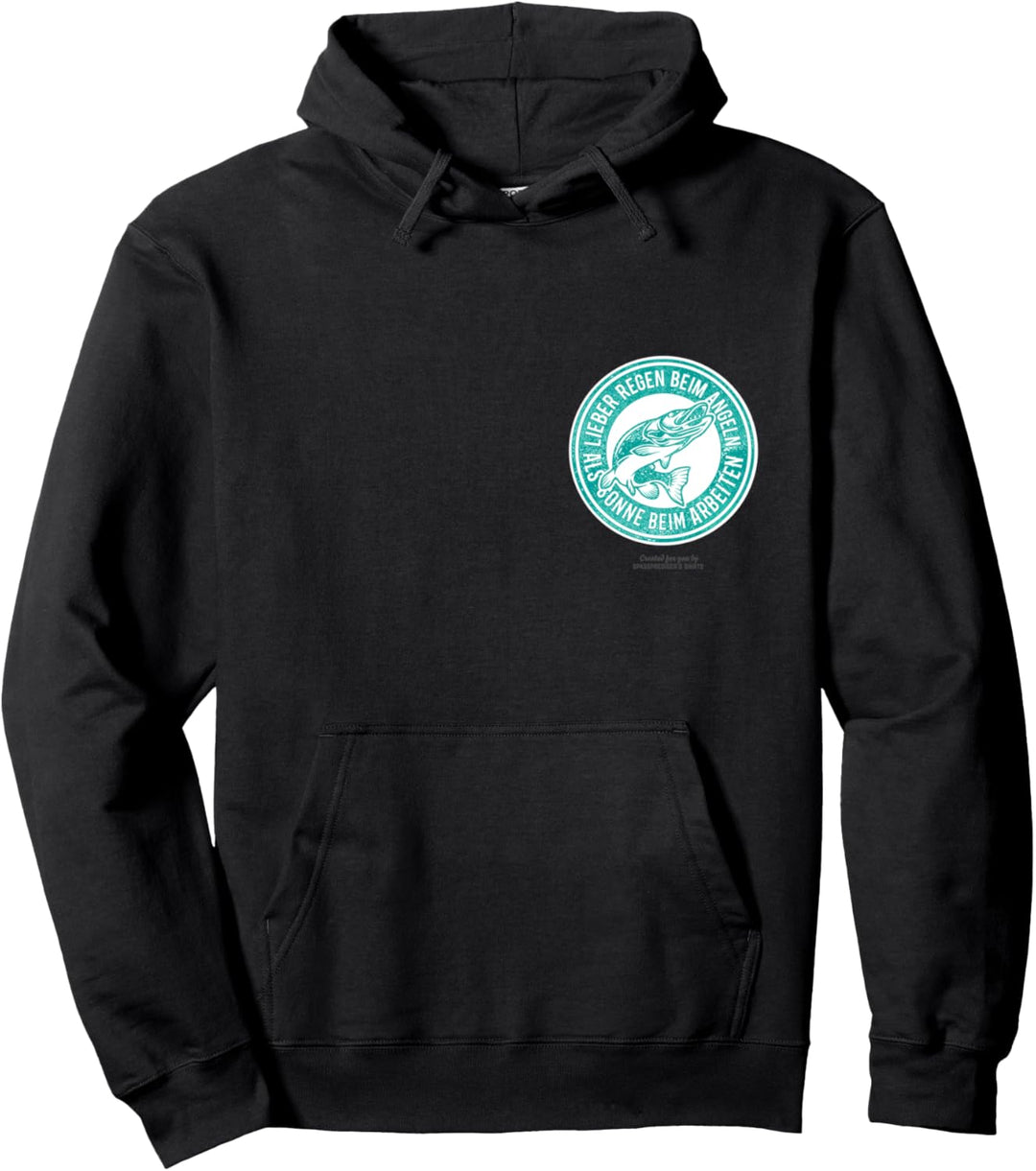 Hecht und Spruch Lieber Regen beim Angeln cooles Hecht Pullover Hoodie