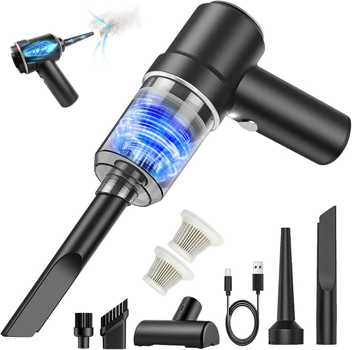 Handstaubsauger Akku Kabellos,9000Pa Aufladbar Tragbar Leicht Akkustaubsauger mit HEPA-Filter, 2-in-