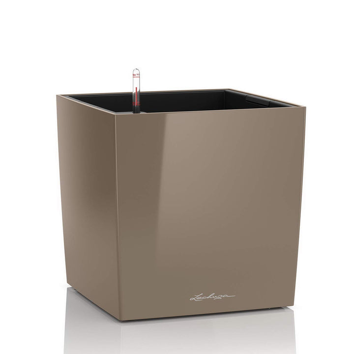 LECHUZA CUBE Premium 50 taupe hochglanz 16565 49x49x49.5 cm Taupe Hochglanz, 49x49x49.5 cm Taupe Hoc