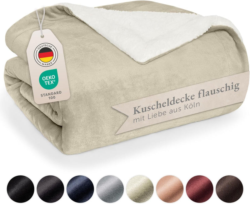 Blumtal Premium Sherpa Kuscheldecke flauschig - Wohndecke Kuscheldecke 130x150 cm - OEKO-TEX zertifi