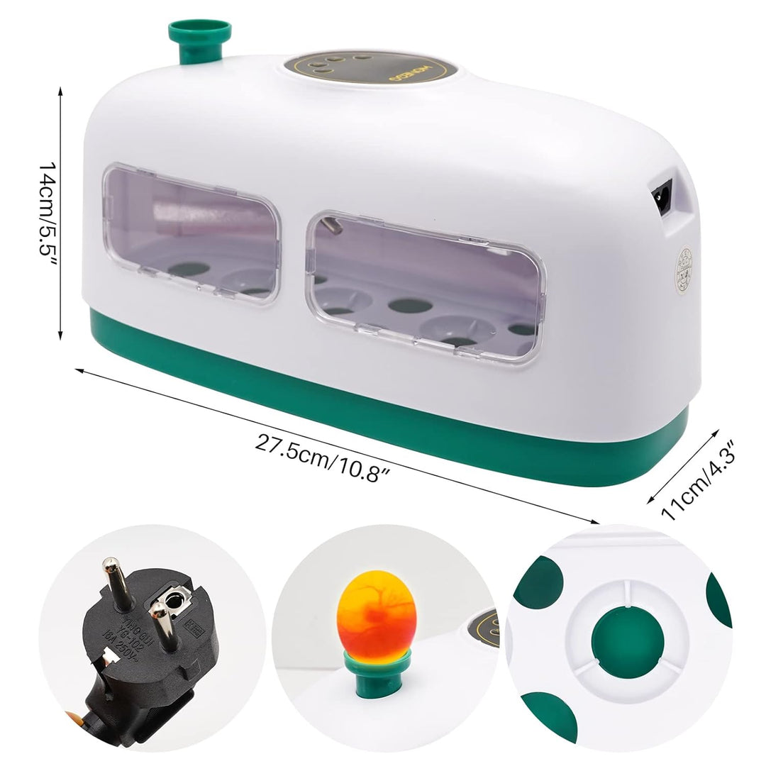 8 Eier Inkubator Hühner Brutmaschine für Geflügeleier, Kleiner Eierbrutschrank in Zugform mit Led-ei
