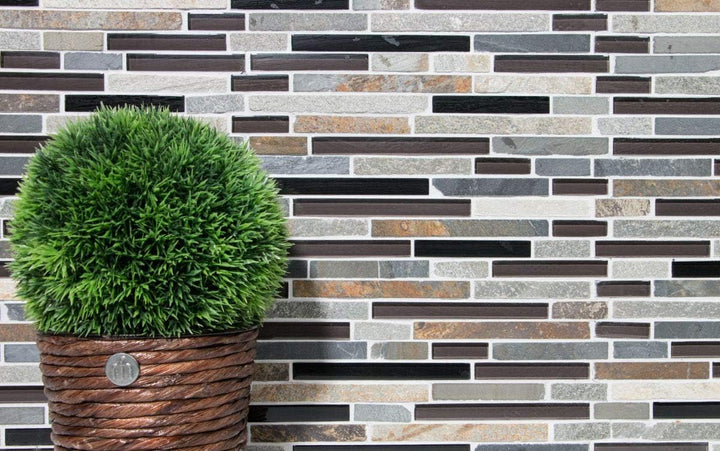 Mosaik Verbund Crystal/Stein mix Glasmosaik Transluzent Transparent 3D, Mosaikstein Format: 15x48/98