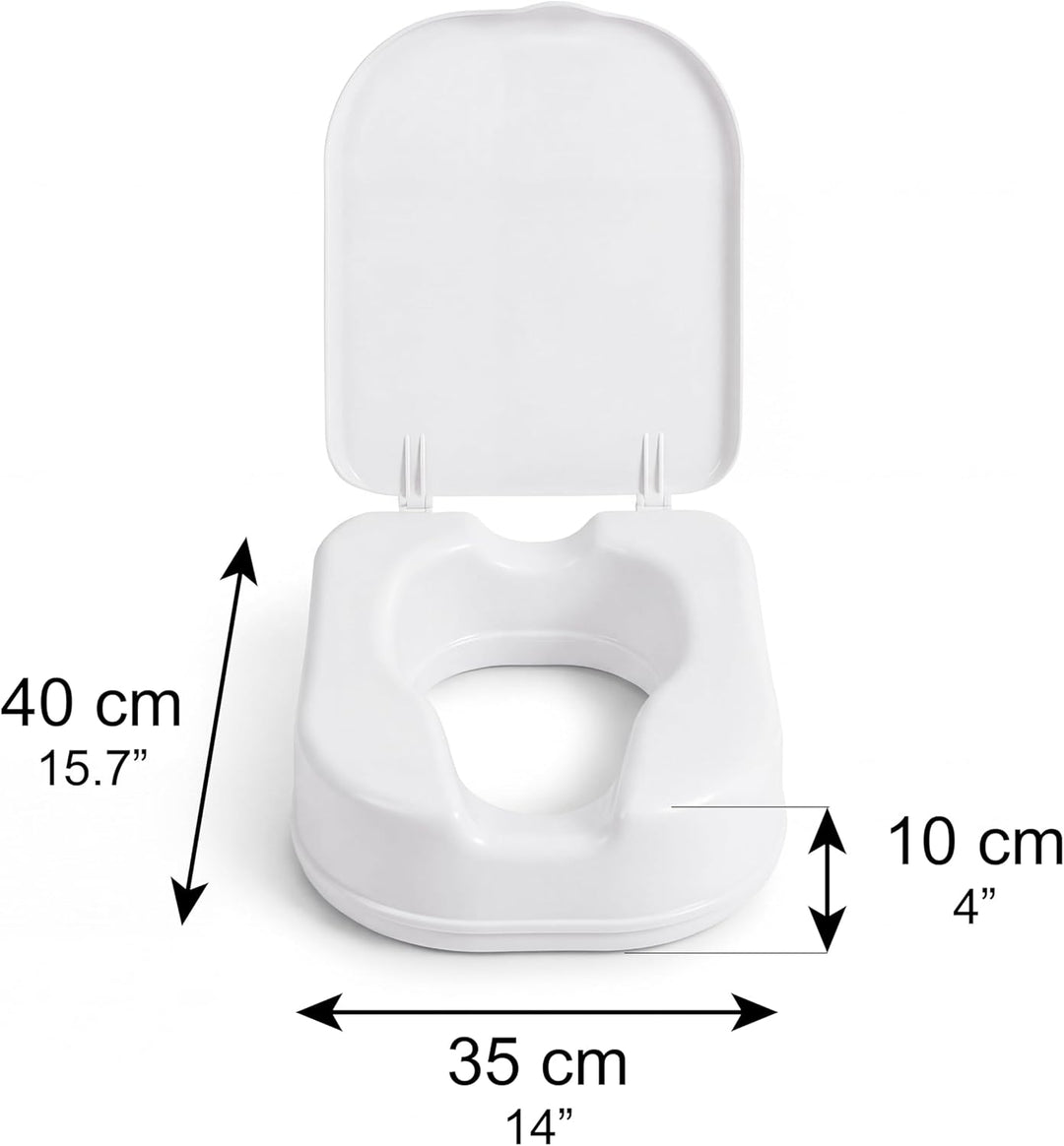 PEPE Mobility Toilettensitzerhöhung für Quadratische Toiletten 10 cm Weiss, WC Sitzerhöhung mit Deck