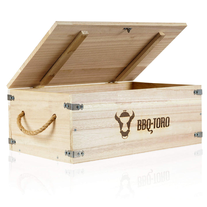 BBQ-Toro Rustikale Holzkiste für Dutch Oven und Grillzubehör | 27,5 Liter Volumen | 54 x 33 x 21 cm