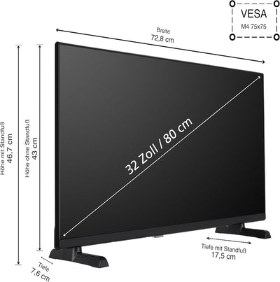 Telefunken QLED Fernseher 32 Zoll Smart TV VIDAA QF32VP750S Full HD Fernseher, HDR TV mit integriert