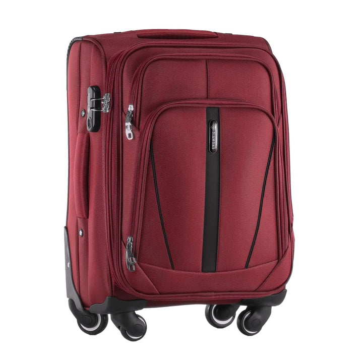 DIAMOND Weichschalen-Kabinenkoffer S 20" – Dunkelrot, Codura 1200D, 360° Rollen, Zahlenschloss, Erwe